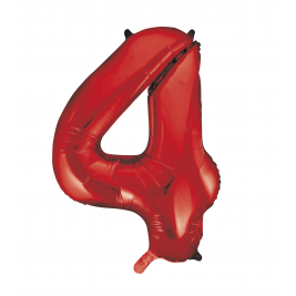 Red Foil Balloon Number 4 - 34"
