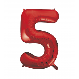 Red Foil Balloon Number 5 - 34"