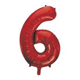 Red Foil Balloon Number 6 - 34"