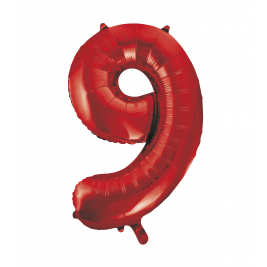 Red Foil Balloon Number 9 - 34"