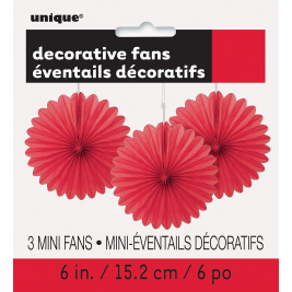 Red Tissue Decorative Fans 6" (3pk)