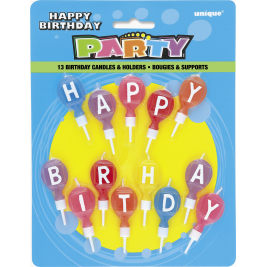 Round Letter Birthday Candles And Holders (13pk)