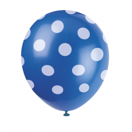 Royal Blue Dots Printed 12" Balloons (6pk)