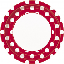Ruby Red Dots Plates 9" (8pk)