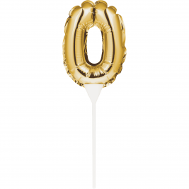 Self-Inflating Gold Mini Balloon Cake Topper - Number 0