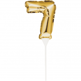 Self-Inflating Gold Mini Balloon Cake Topper - Number 7