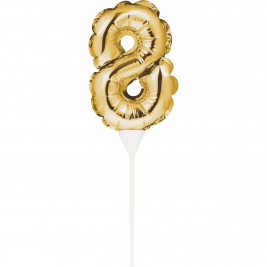 Self-Inflating Gold Mini Balloon Cake Topper - Number 8
