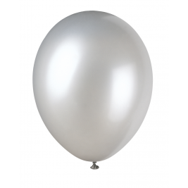 Shimmering Silver 12" Pearlised Latex Balloons (8pk)