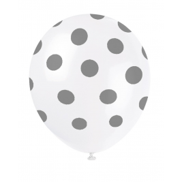 Silver Polka Dots Balloons 12" (6pk)