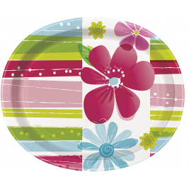Spring Flowers Oval Plates (8pk)