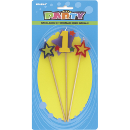 Star Birthday Candles Set 7" Number "1" (3pk)