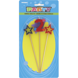 Star Birthday Candles Set 7" Number "2" (3pk)