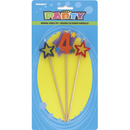 Star Birthday Candles Set 7" Number "4" (3pk)