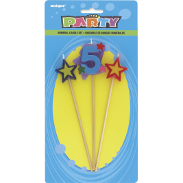 Star Birthday Candles Set 7" Number "5" (3pk)