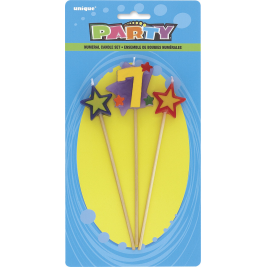 Star Birthday Candles Set 7" Number "7" (3pk)