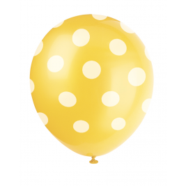 Sunflower Yellow Dots Printed 12" Balloons (6pk)