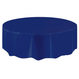True Navy Blue Round Plastic Tablecover 84"