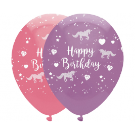 Unicorn Fantasy All Round Print Bulk Latex Balloons Pack of 6