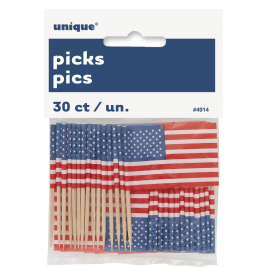 USA Flag Patriotic Flag Picks (30pk)