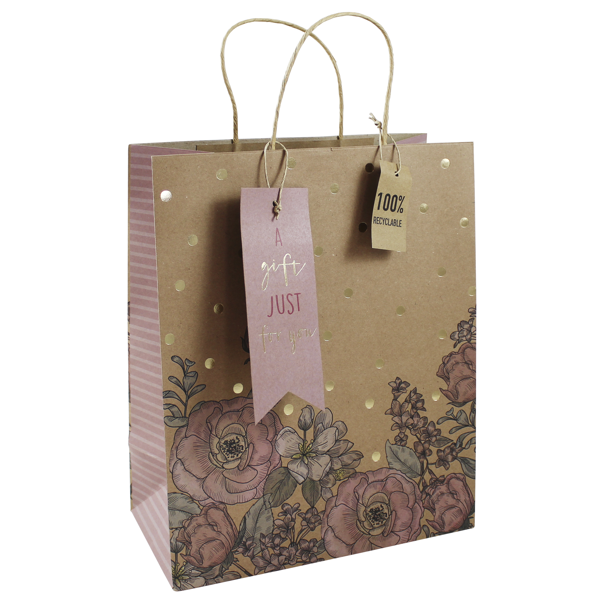 Elegant Flowers Large Kraft Gift Bag