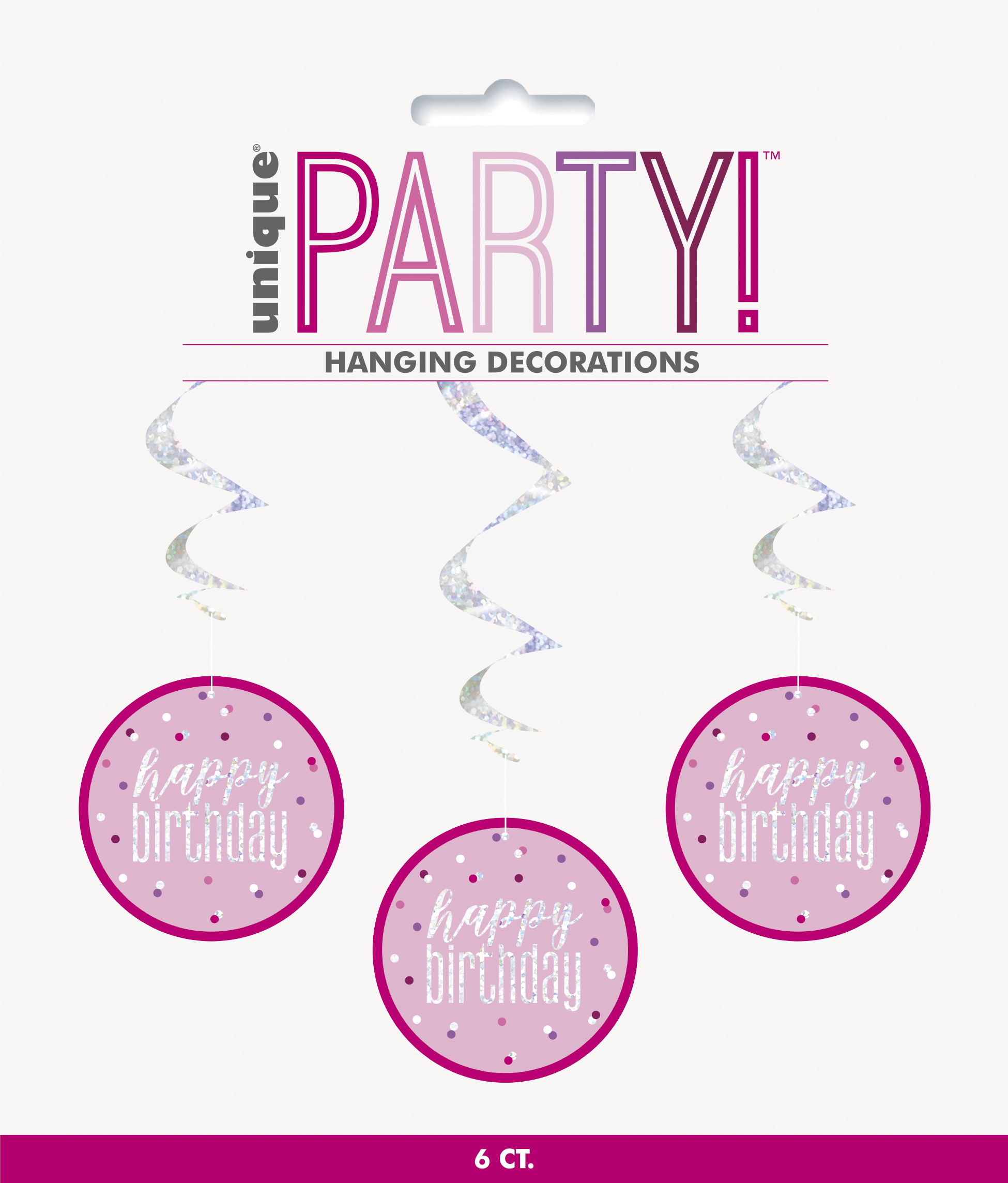 32" Happy Birthday Hanging Swirl Decorations Pack of 6