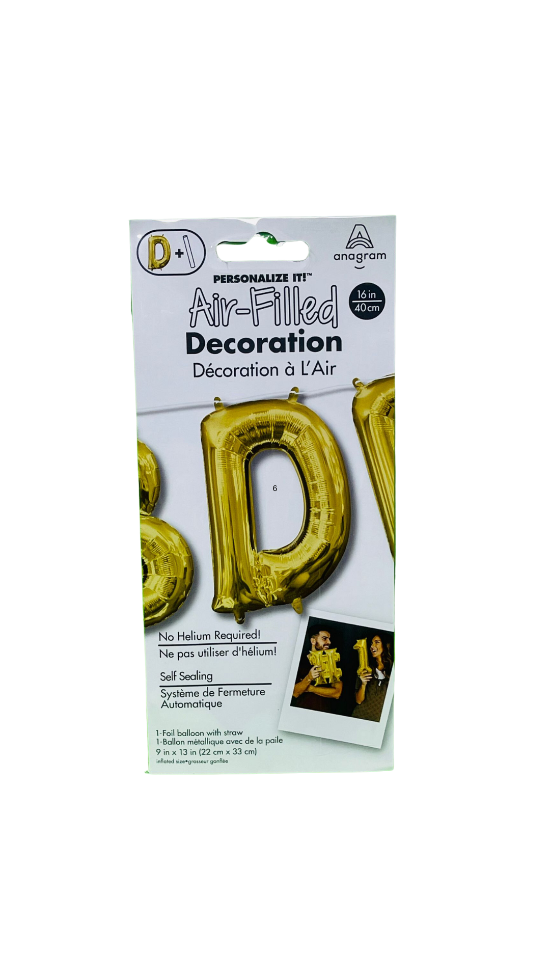 amscan gold letter D foil balloon 40cm