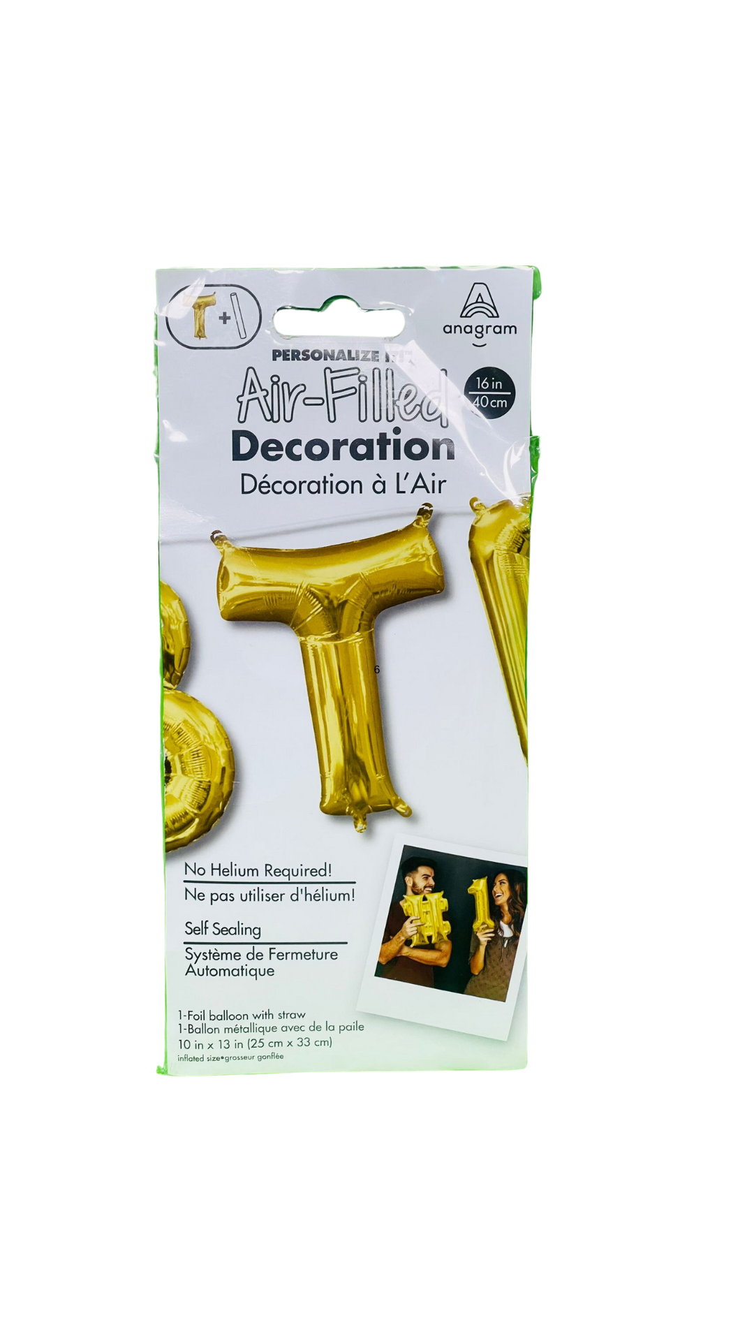 amscan gold letter T foil balloon 40cm