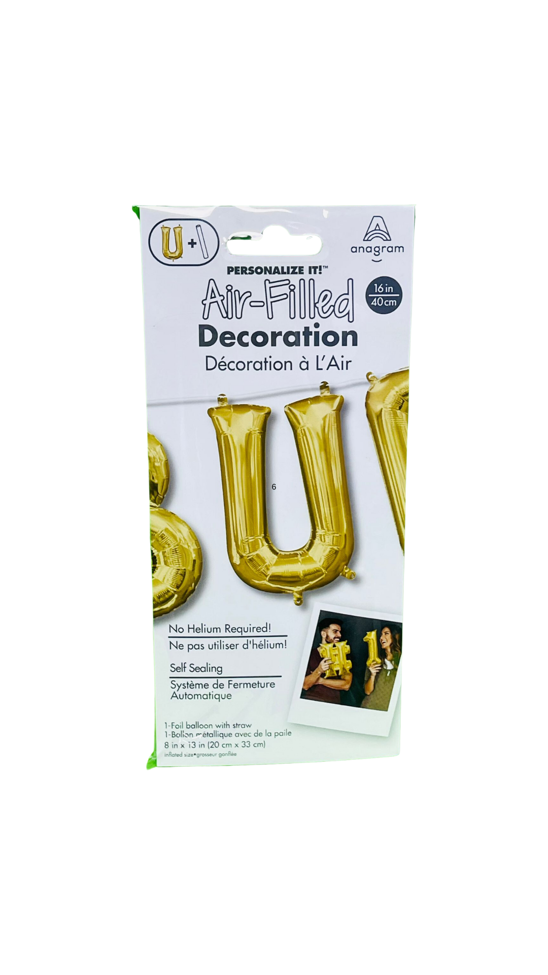 amscan gold letter U foil balloon 40cm