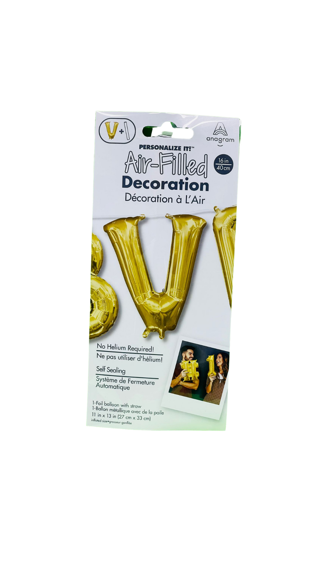 amscan  gold letter V foil balloon 40cm