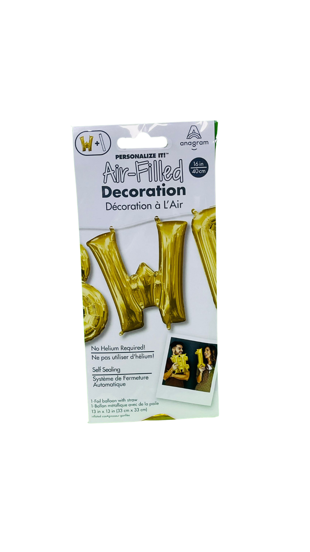 amscan gold letter W foil balloon 40cm