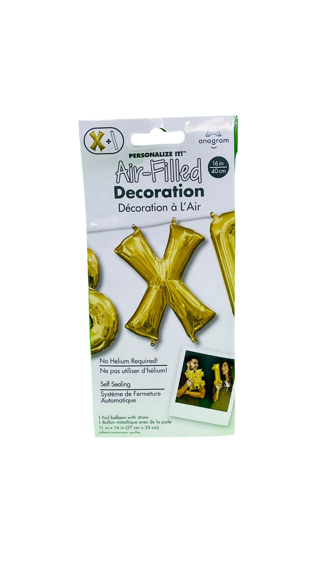 amscan gold letter X foil balloon 40cm