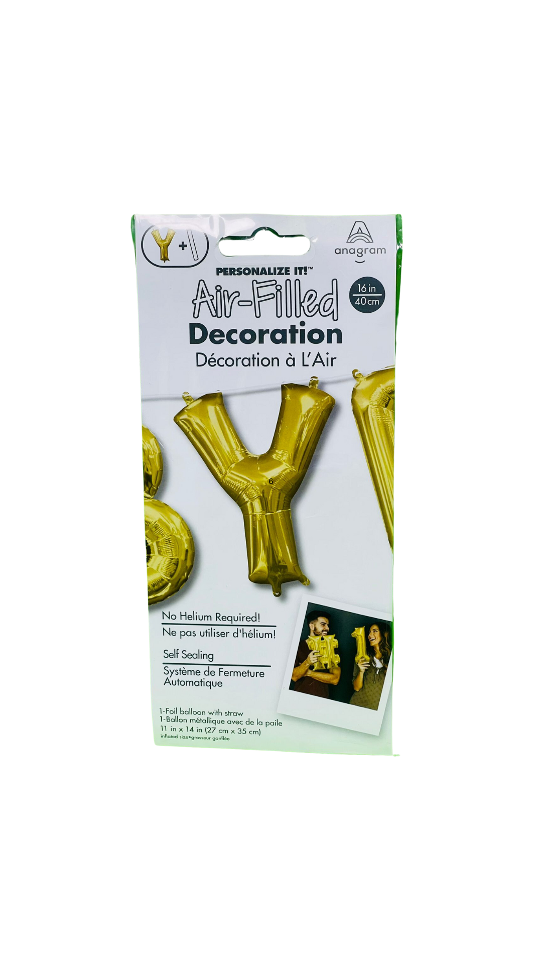 amscan gold letter Y foil balloon 40cm