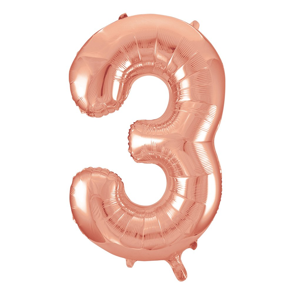 34" Giant Rose Gold Foil Number 3 Balloon
