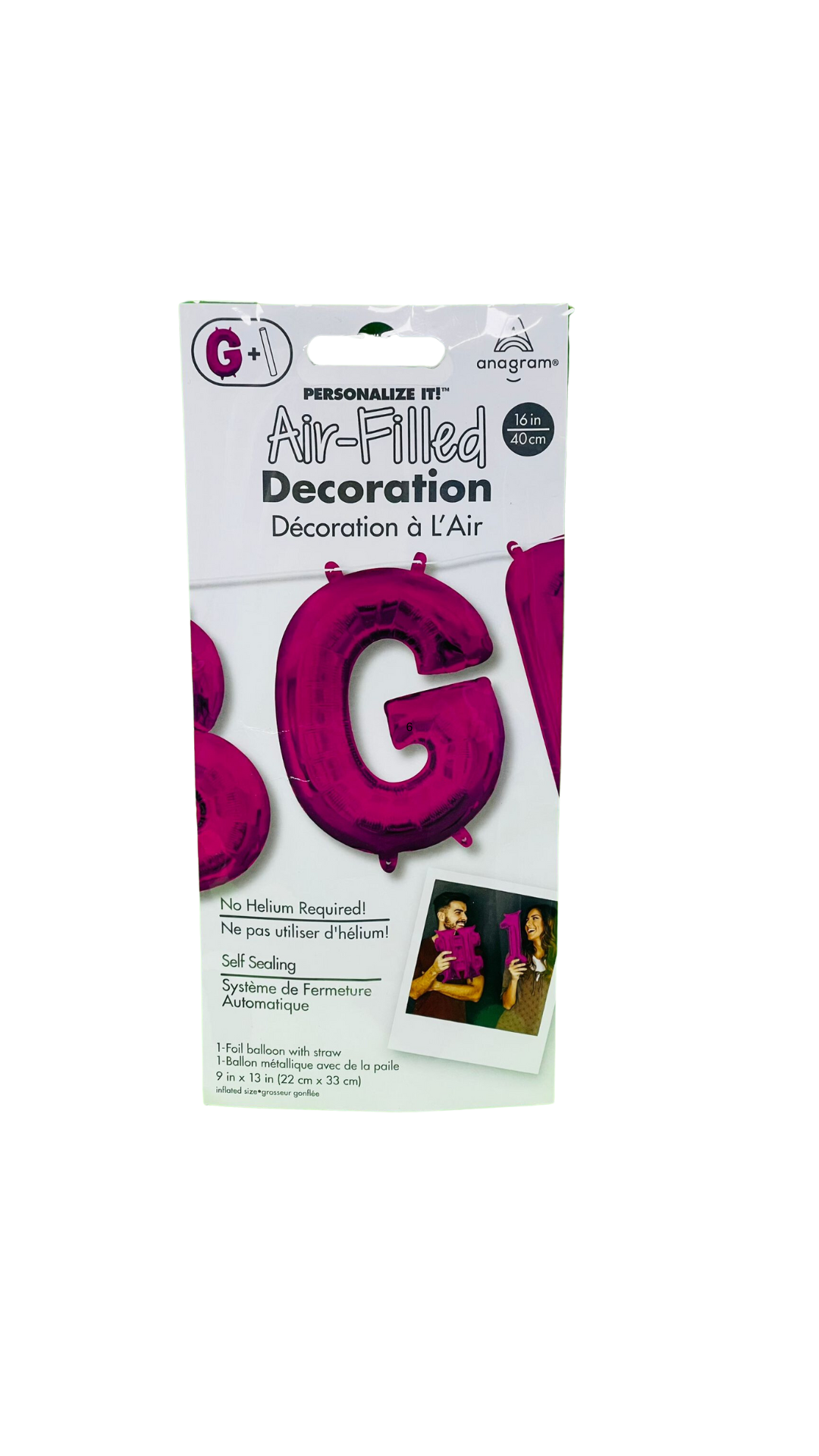 amscan Pink letter G foil balloon 40cm