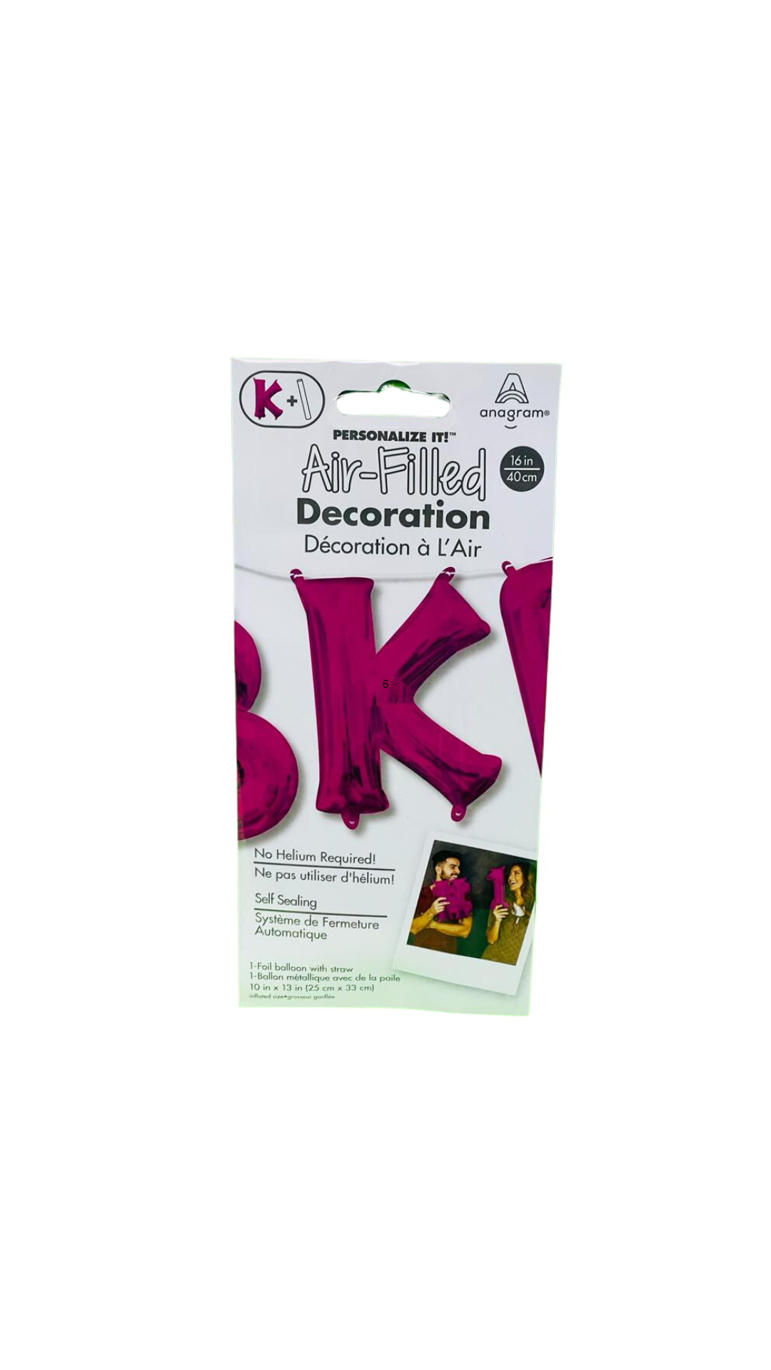 amscan Pink letter K foil balloon 40cm