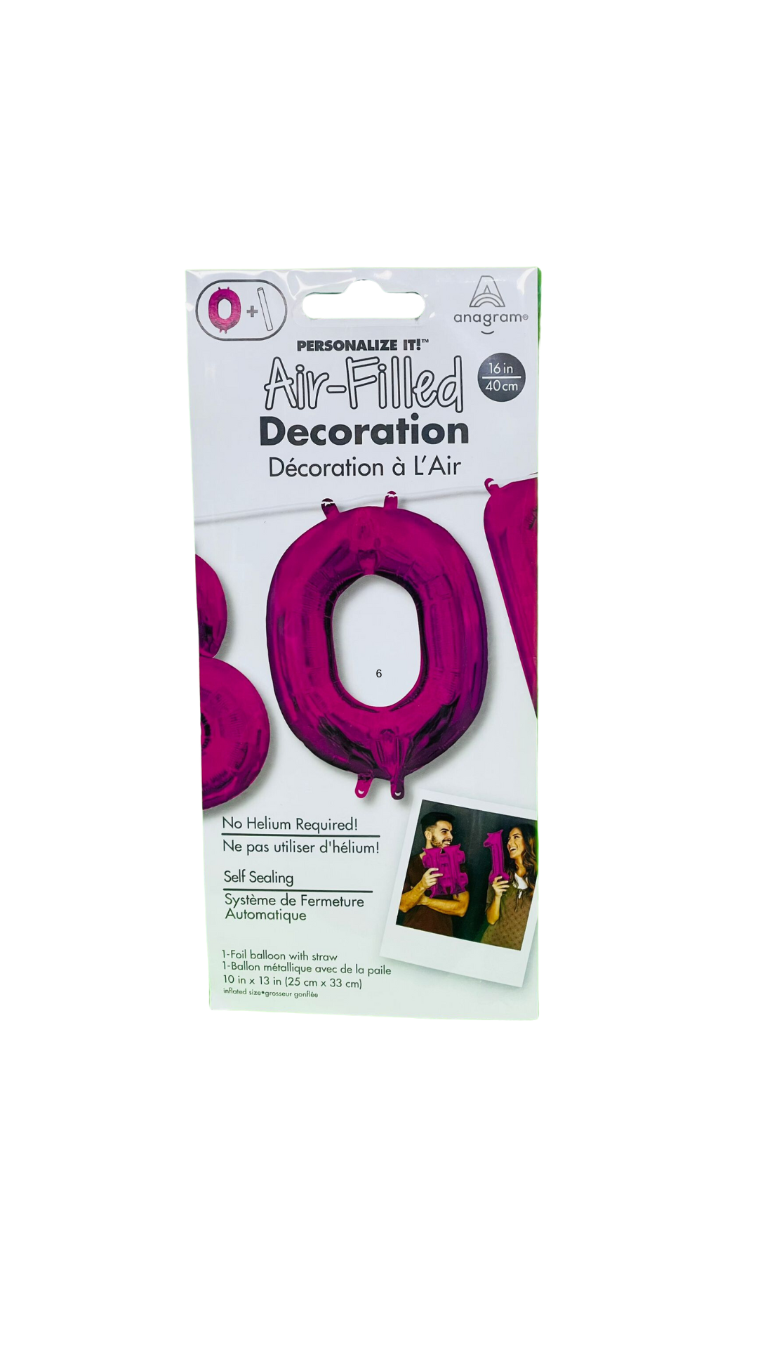 amscan Pink letter O foil balloon 40cm