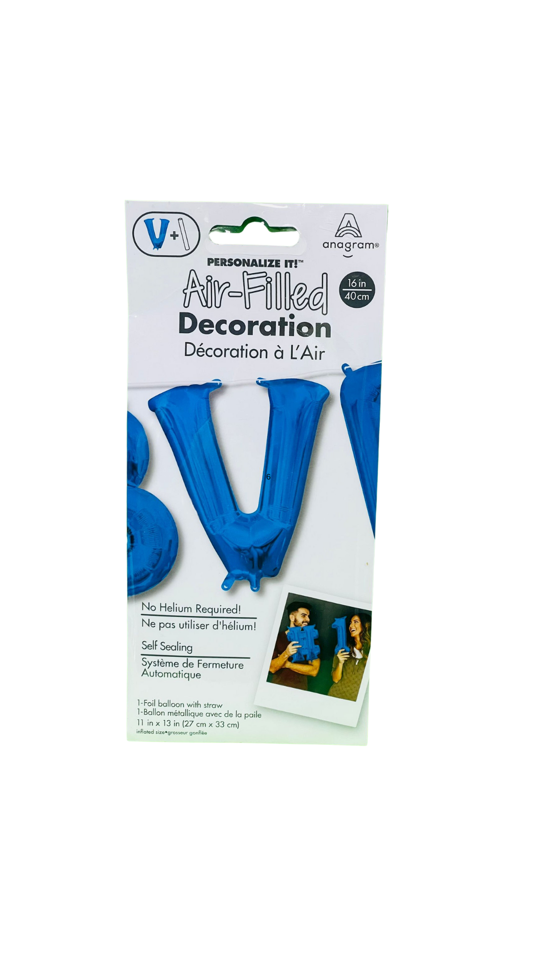 amscan Blue letter V foil balloon 40cm