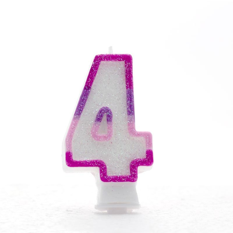 4 Pink Coloured Number Candle Pack of 6