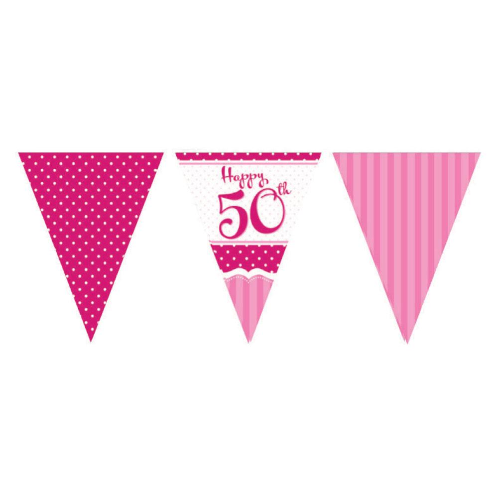 50th Birthday Perfectly Pink Flag Bunting