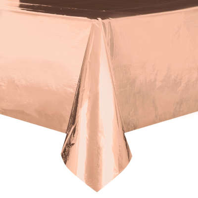 Rose Gold Foil Rectangular Plastic Table Cover 54"x108"