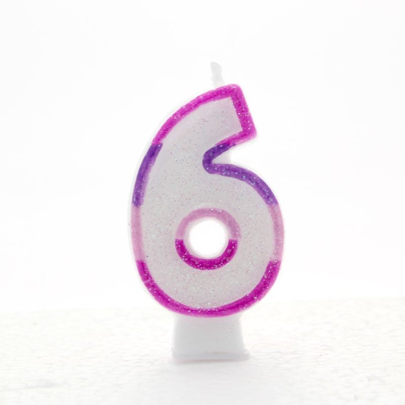6 Pink Coloured Number Candle Pack of 6