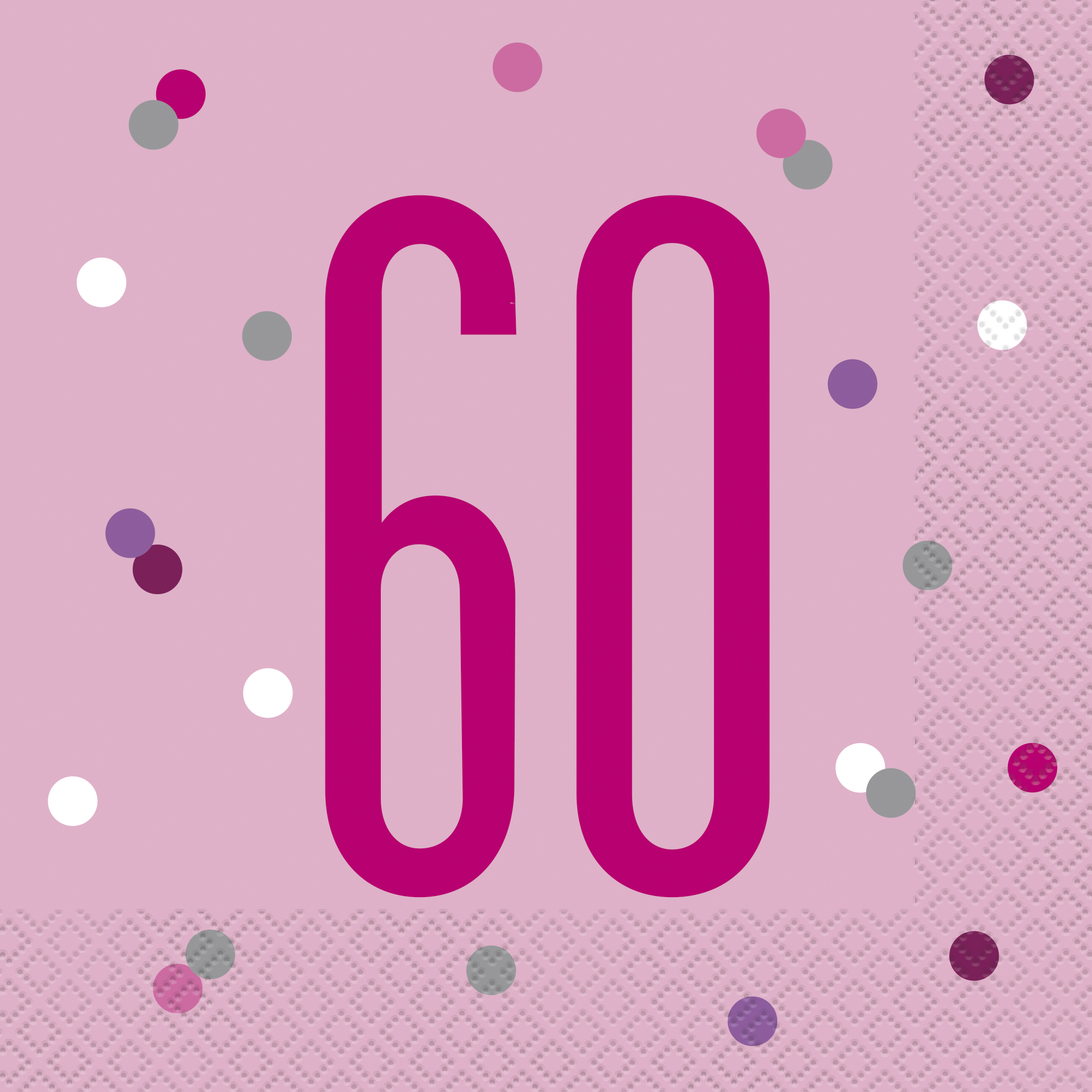 60th Birthday Glitz Pink Luncheon Napkins Pack of 16