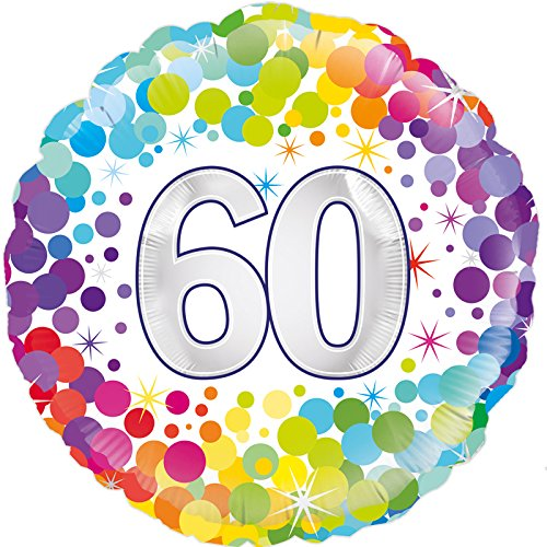 60th Colourful Confetti Birthday 18 Inches Foil Balloon