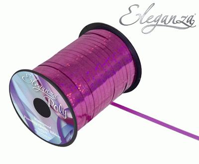 Eleganza Fuchsia Poly Curling Ribbon Holographic - 5mm x250yds