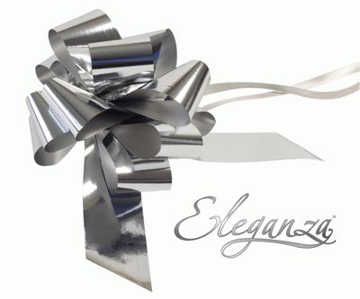 Eleganza Poly Pull Bows Metallic Silver - 50mm x 20pcs