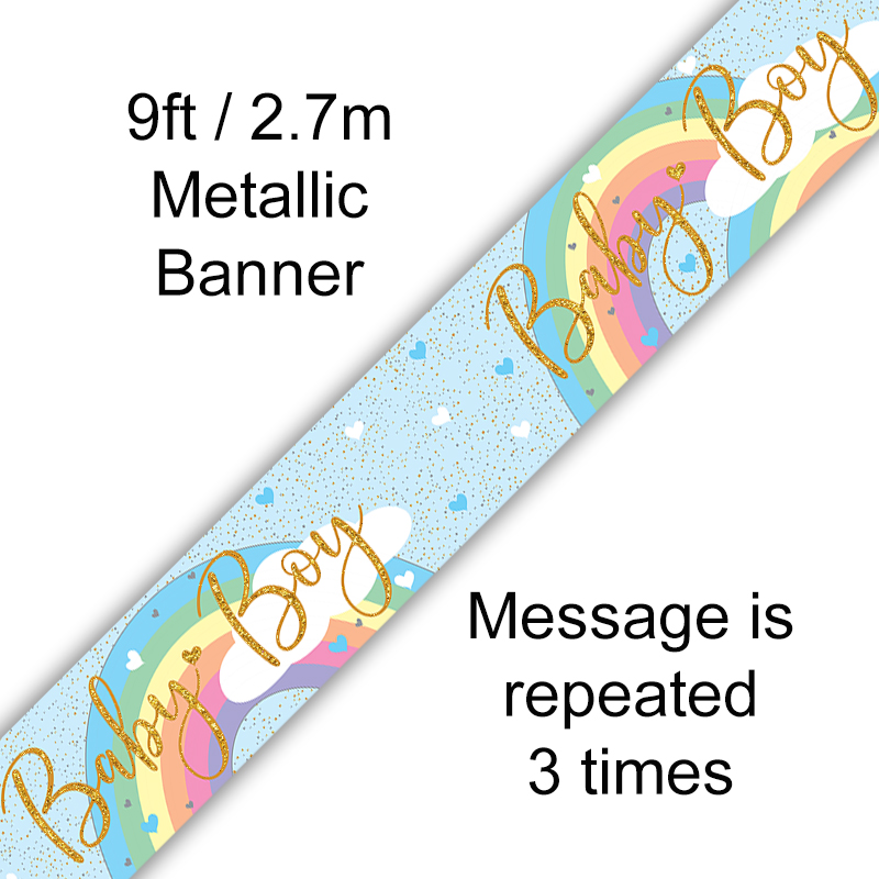 Pastel Rainbow Boy Holographic Banner 9ft