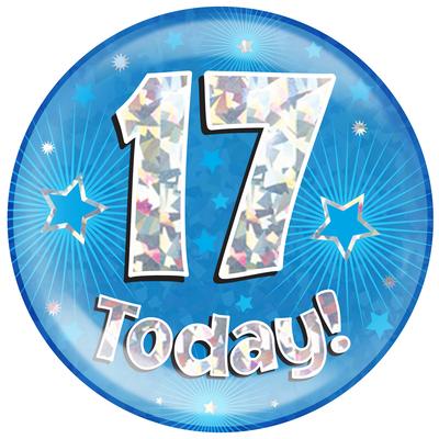 17 Today - Blue Holographic Jumbo Badge