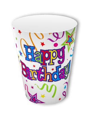 Happy Birthday Ribbons and Stars 9oz Cups - 8pcs