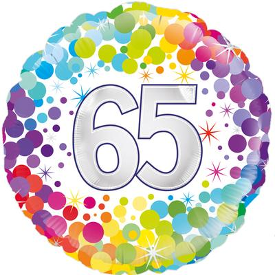 65th Colourful Confetti Birthday 18 Inches Foil Balloon