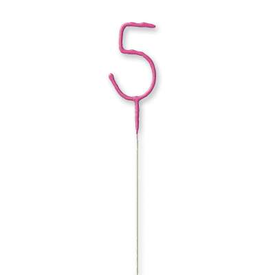 7" Birthday Glitz Pink Number 5 Sparkler